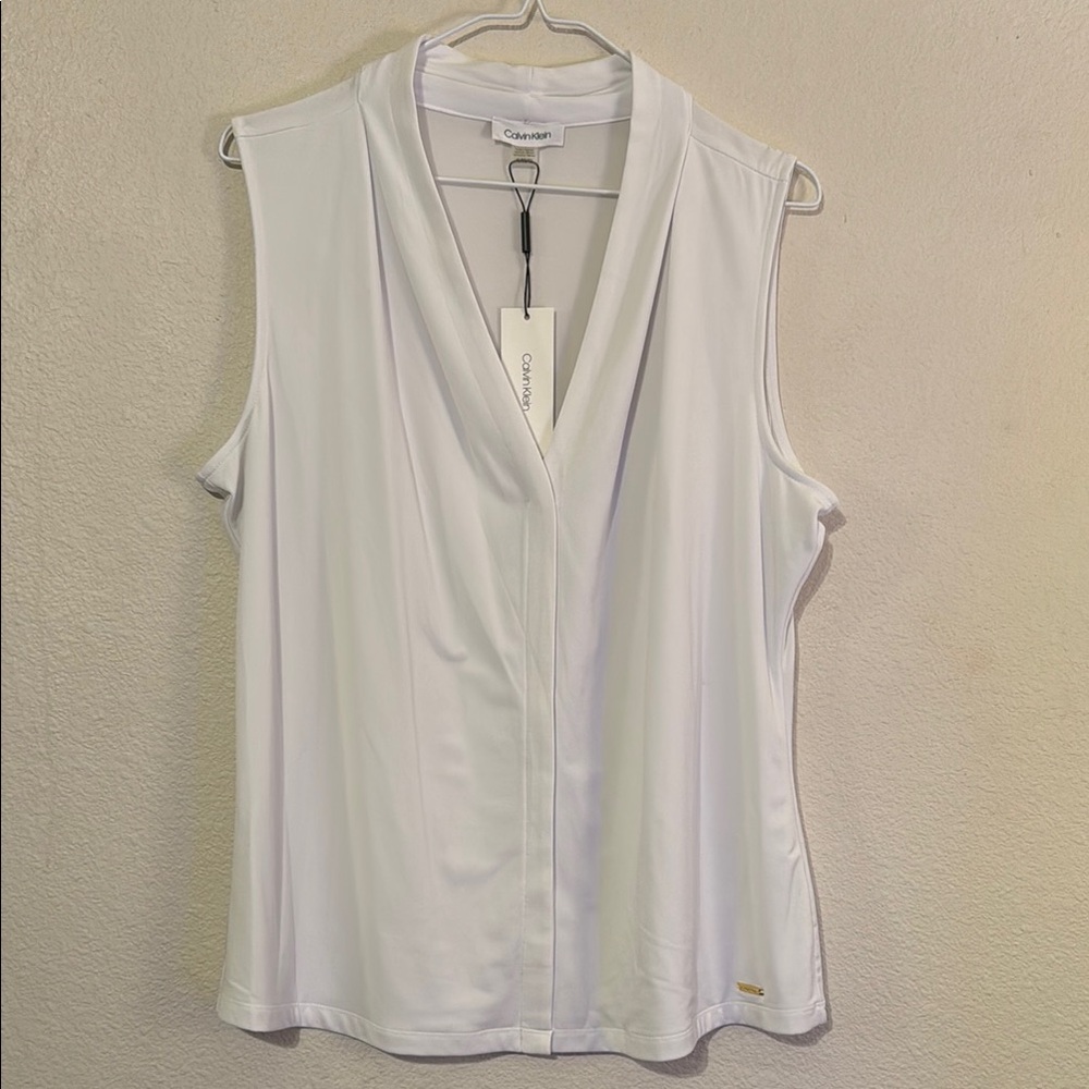 Calvin Klein Women's White Sleeveless Top